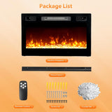 ROVSUN 30 Inch Electric Fireplace with Remote Control, 1500W Wall Mounted & Recessed Fireplace with 12H Timer