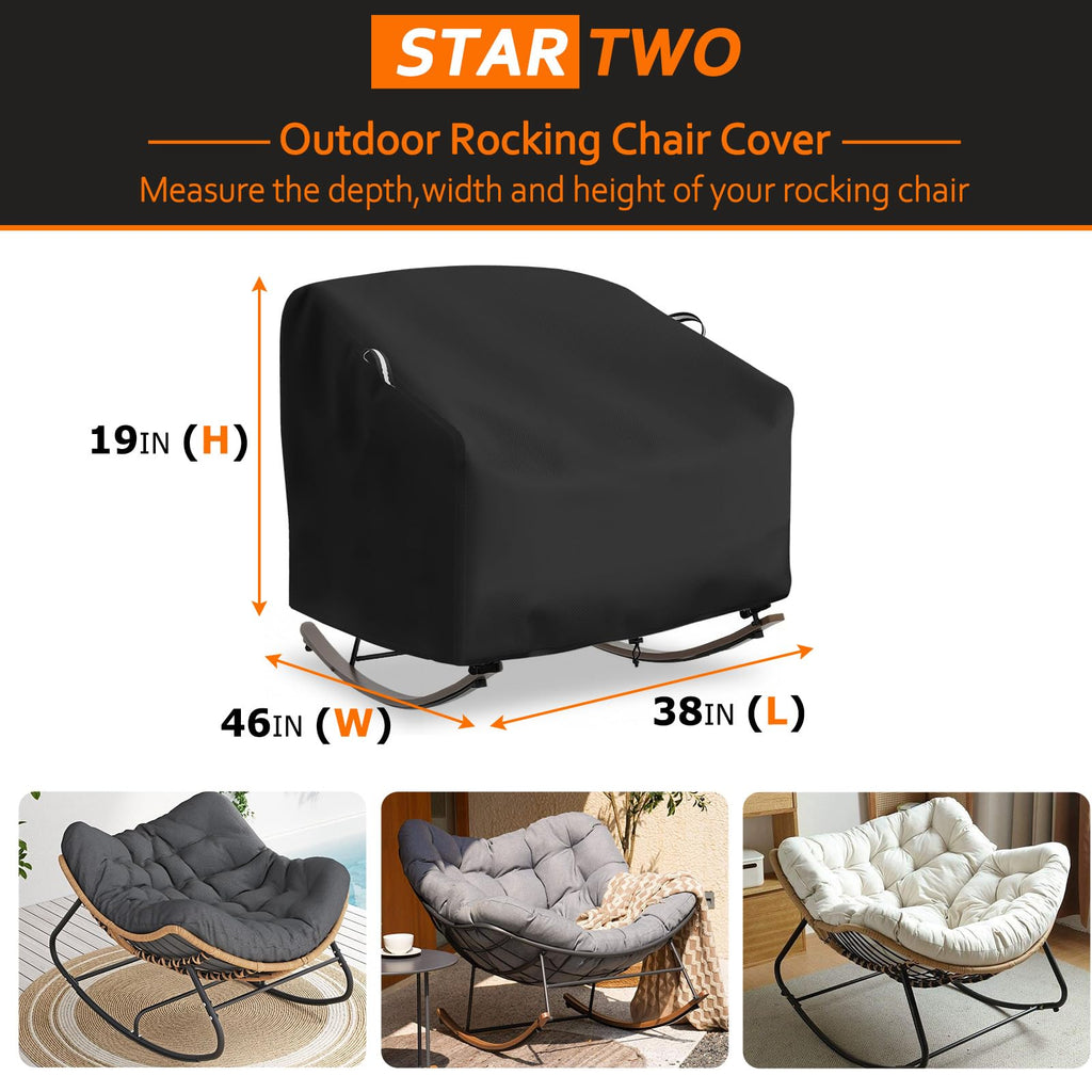 Outdoor Papasan Rocking Chair Cover, Patio Furniture Covers Waterproof adapter for Egg Rocking Chairs and Rattan