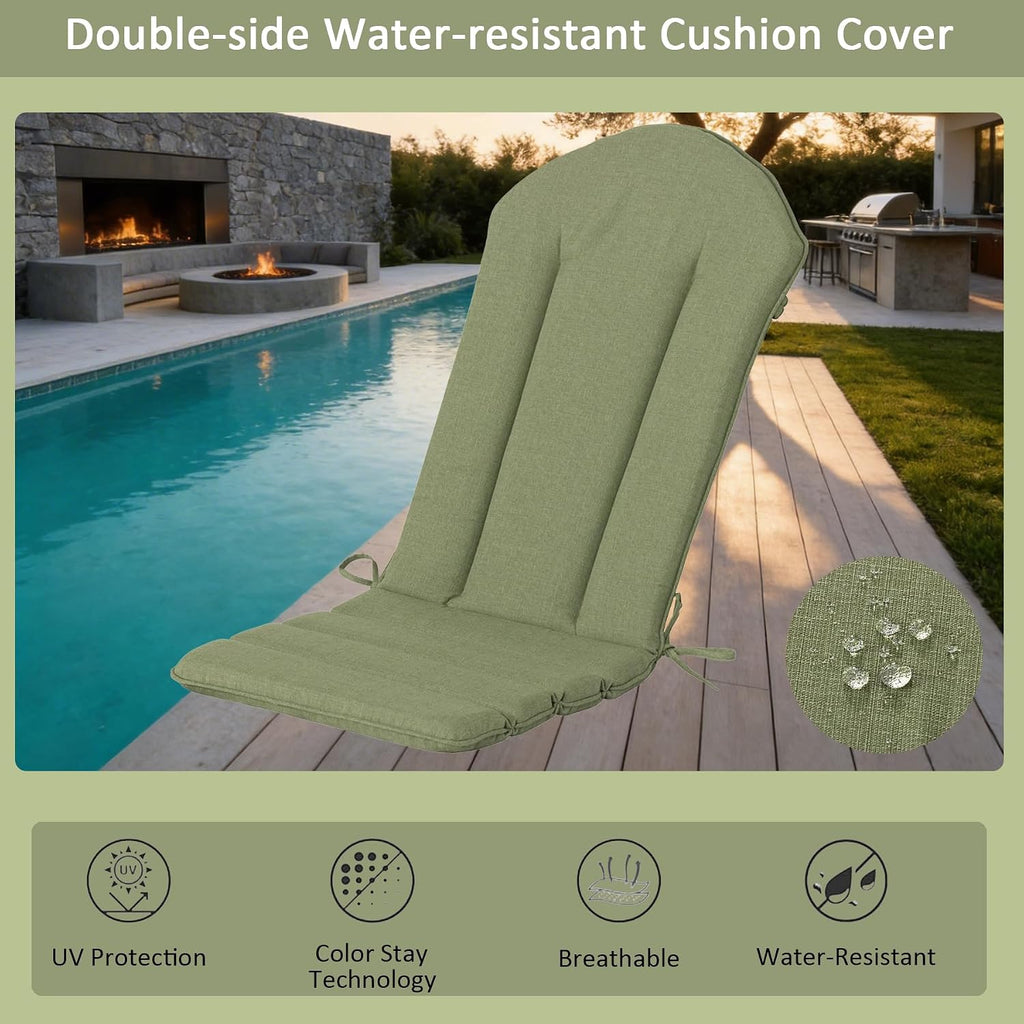 50"x20" Adirondack Chair Cushion Set of 2, Water-Resistant Fade Resistant High Back Outdoor Rocking Chair Cushion