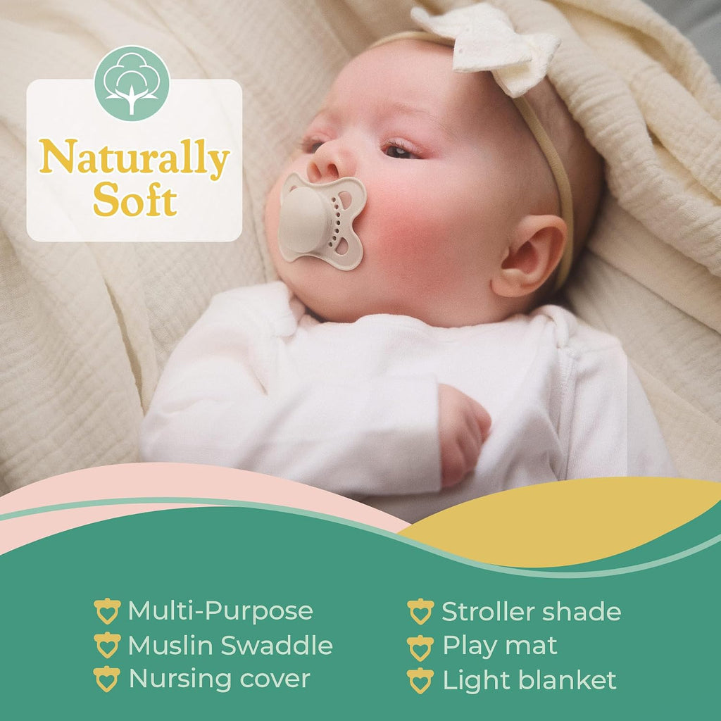 Muslin Swaddle Blanket - Soft Cotton Muslin Baby Blanket for Newborns, Infants, and Toddlers, All-Season Comfort Baby