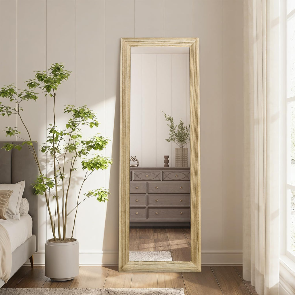Full Length Door Mirror Wooden Frame Large Mirrors for Wall 58"x20" Rectangular Living Room Bathroom Dressing Room
