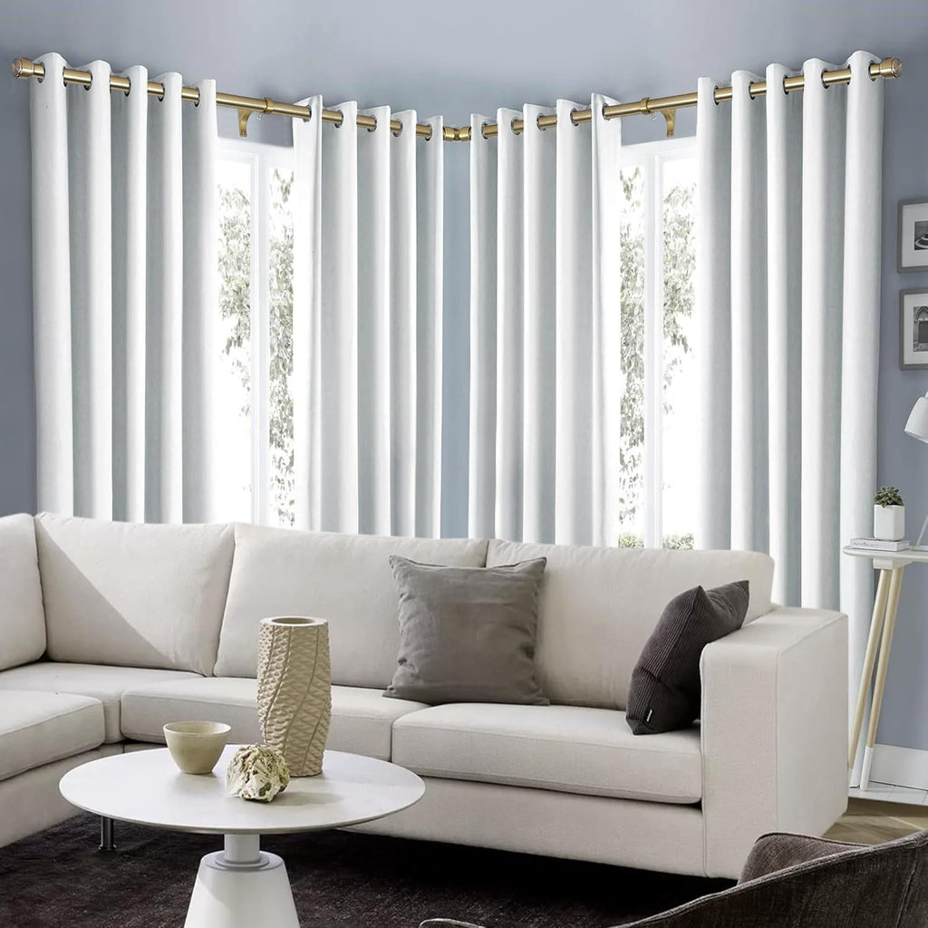 Antique Bronze Corner Window Curtain Rods with Aluminum End Cap Finials and Brackets,1 Inch Diameter Bay Window