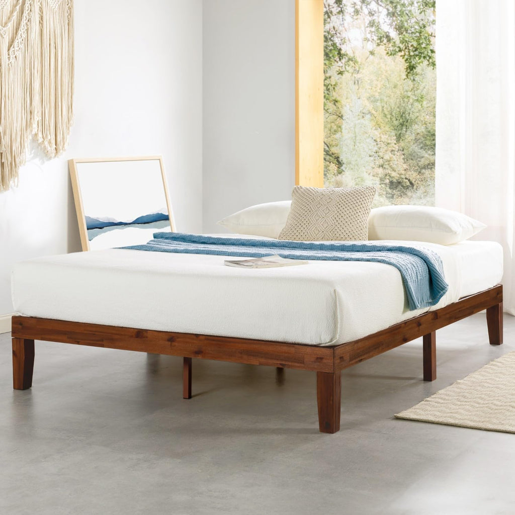 Naturalista Classic - 12 Inch Solid Wood Platform Bed with Wooden Slats, No Box Spring Needed, Easy Assembly, Queen