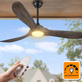 52 Inch Farmhouse Rustic Ceiling Fans with Lights, Dimmable Solid Wood Outdoor Ceiling Fan with Light and Remote Control 3 Blades Propeller Ceiling Fans for Patios Indoor Bedroom, Deep Brown A101-B0F93YGG7L