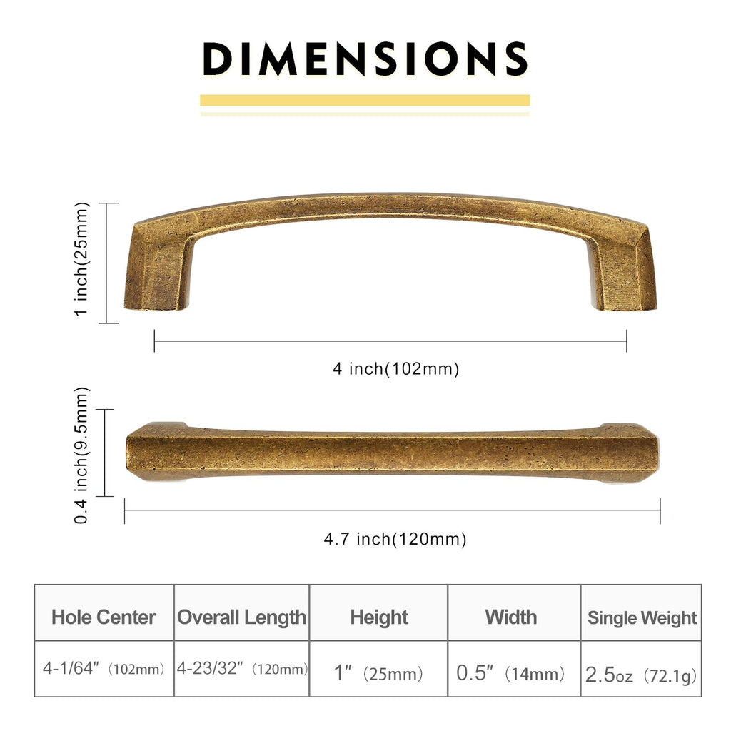 10 Pack Antique Brass Cabinet Pulls 4 Inch Kitchen Cabinet Handles Kitchen Handles for Cabinets Vintage Drawer Pulls