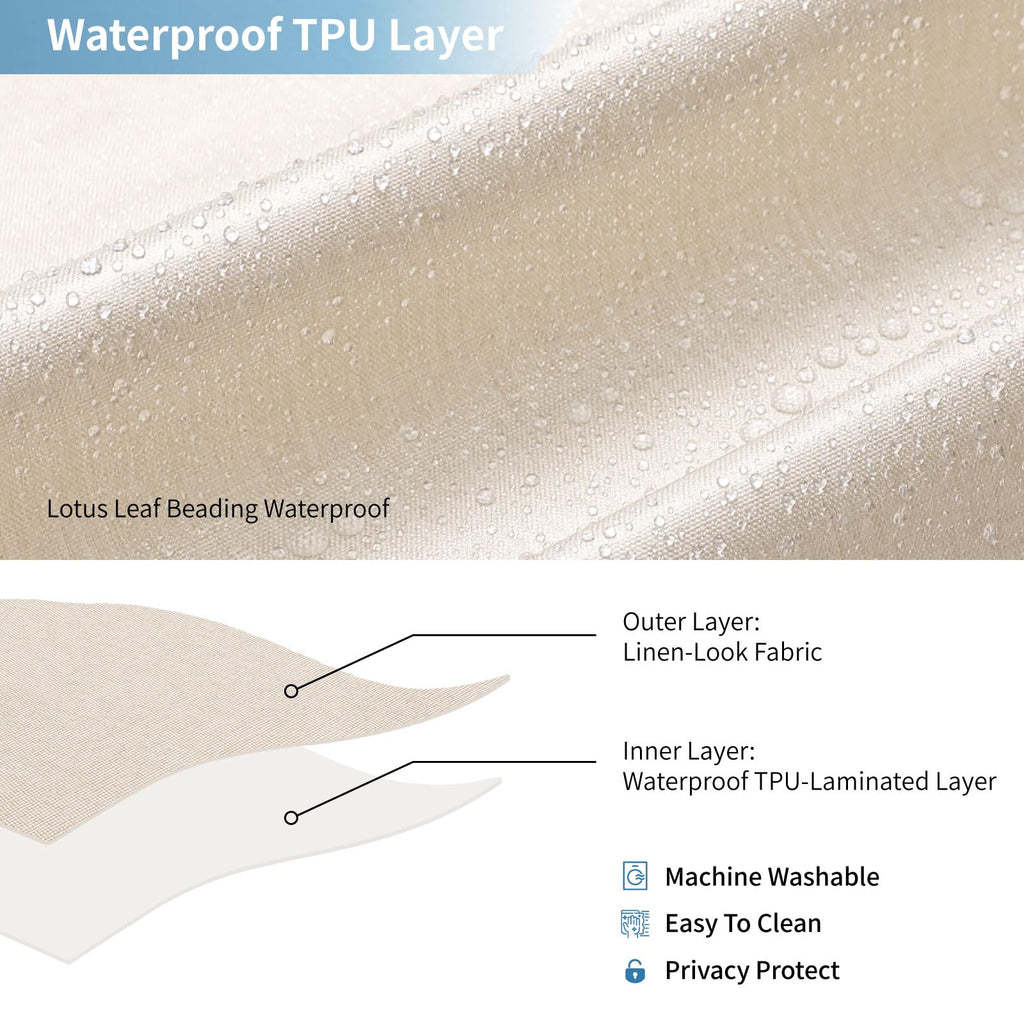 Extra Long Fabric Shower Curtain, No Liner Needed, 72x96, Ivory/Cream