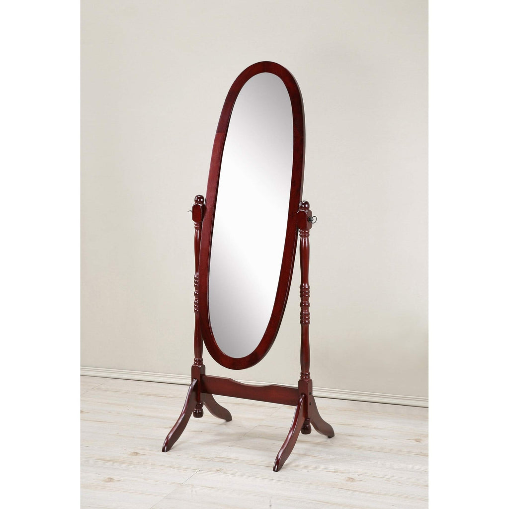 Swivel Adjustable Full-Length Oval Wood Cheval Floor Mirror, in White/Black/Cherry/Oak/Silver/Gold/Espresso/Grey
