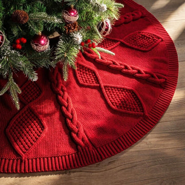 Knit Christmas Tree Skirts, Neutral Tree Skirt, Cozy Christmas Decorations