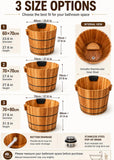 Luxury Fragrant Cedar Soaking Tub - Japanese Style Round Wooden Bathtub with Foot Massager & Full Accessories (wooden