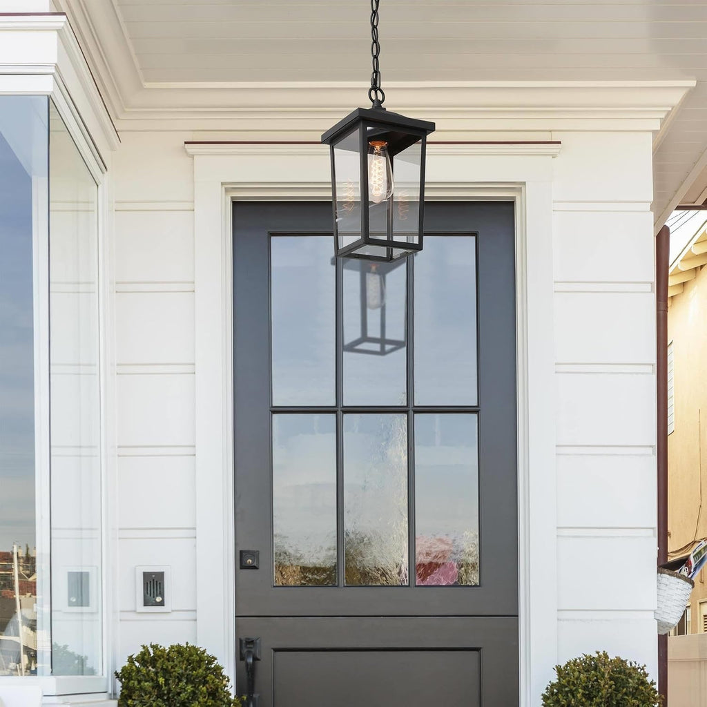 Outdoor Pendant Light Fixture, Farmhouse Exterior Anti-Rust Hanging Lights with Adjustable Chain