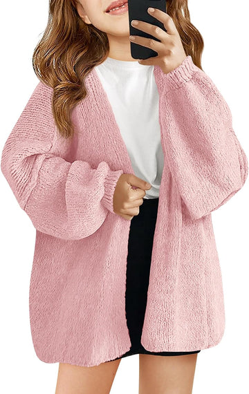 Girls Oversized Cardigan Sweaters Kids Open Front Sweater