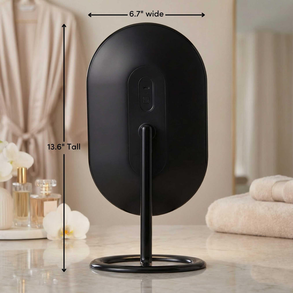 Vera LED Lighted Vanity Makeup Mirror, Rechargeable - Cordless Illuminated Cosmetic Mirror with 3 Dimmable Light