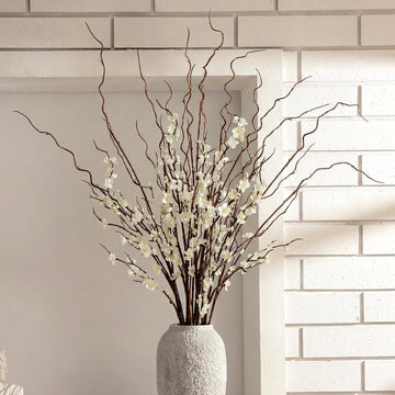 8 Pcs 38 Inch Artificial Flowers Cherry Blossom 45 Inch Curly Willow Branches for Spring Summer Indoor Decoration
