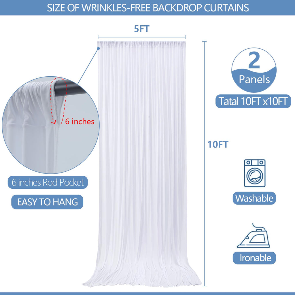 10x10ft Wrinkle Free White Backdrop Curtain for Parties Soft Fabric Drapes Wedding White Curtain Backdrop for