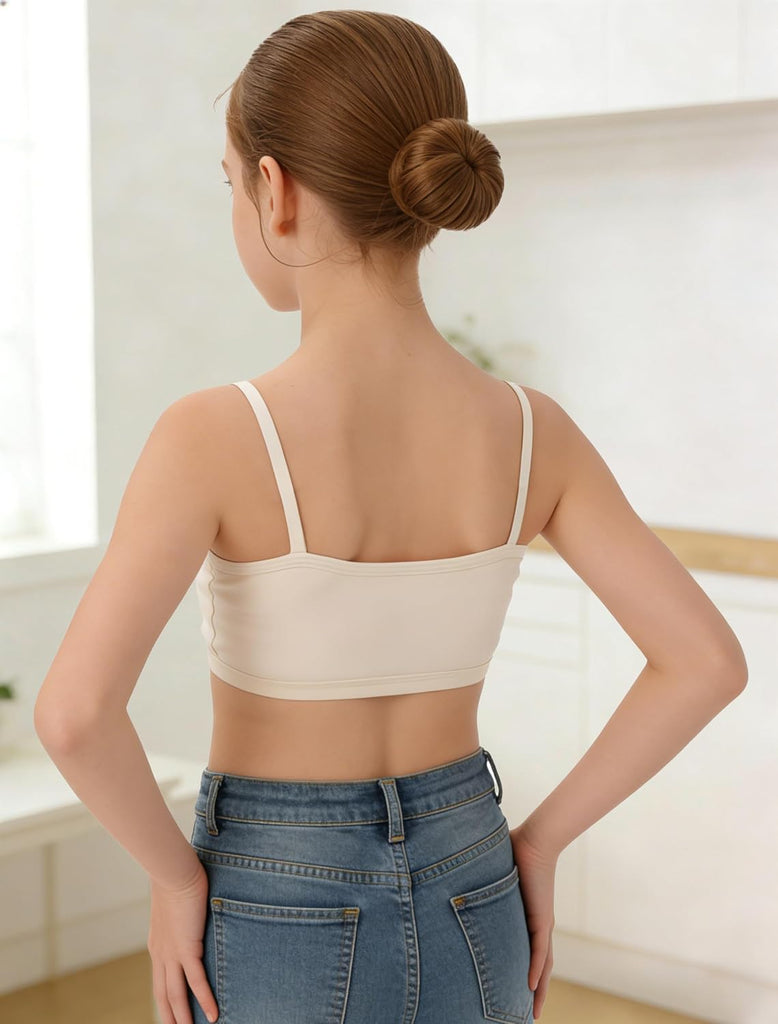 Girl's Training Bra Cotton Spaghetti Strap Adjustable Sport Underwear