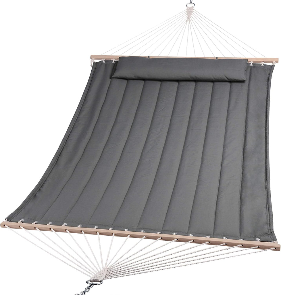 Heavy Duty Hanging Tree Hammock, 475 lbs Capacity, Gray | Two Person Hammock with Large Soft Pillow, Tree Hooks