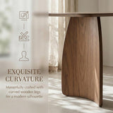 70 Inch Large Dining Table for 6-8 People, Solid Wood Kitchen Table with Curved Wooden Legs, Mid Century Modern