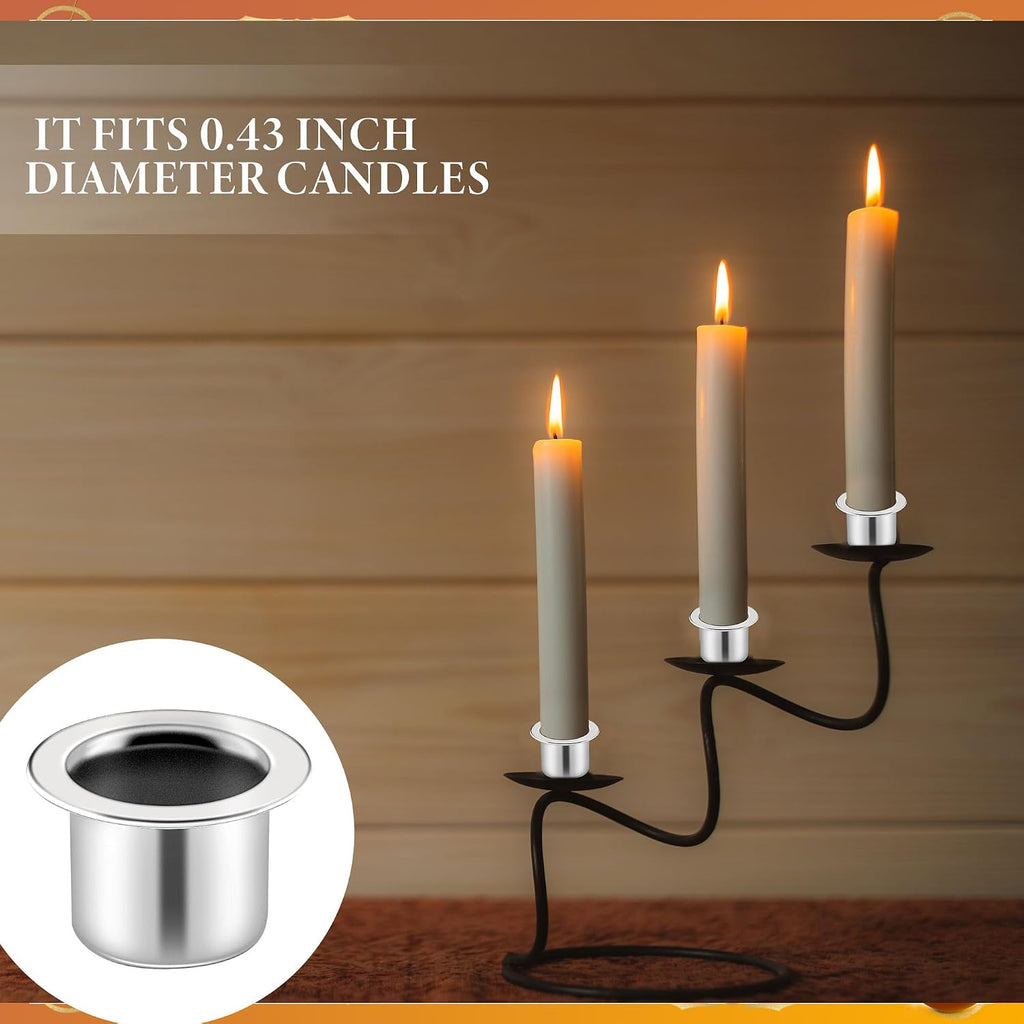 Silver Hanukkah Metal Candle Holders with Round Flat Base Use with Candelabra Cups Reusable Protectors - Set of 160