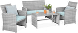 Best Choice Products 4-Piece Outdoor Wicker Patio Conversation Furniture Set for Backyard w/Coffee Table
