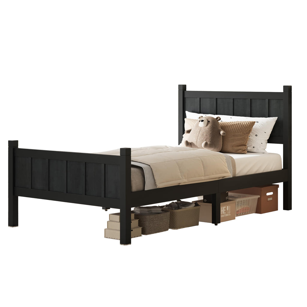 Bed Frame with Panel Headboard & Footboard, Farmhouse Style