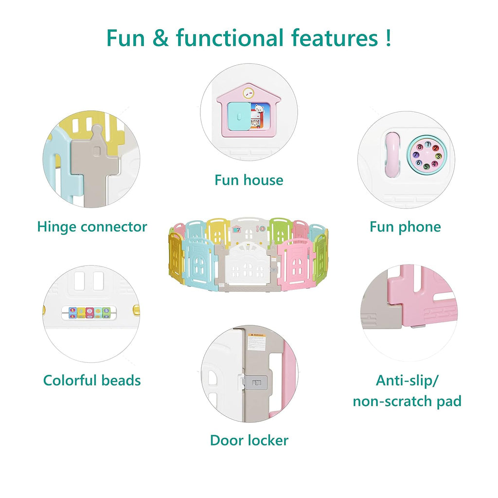 14 Panel Groovy Play Center/Play Pen/Playard, Multi Colors