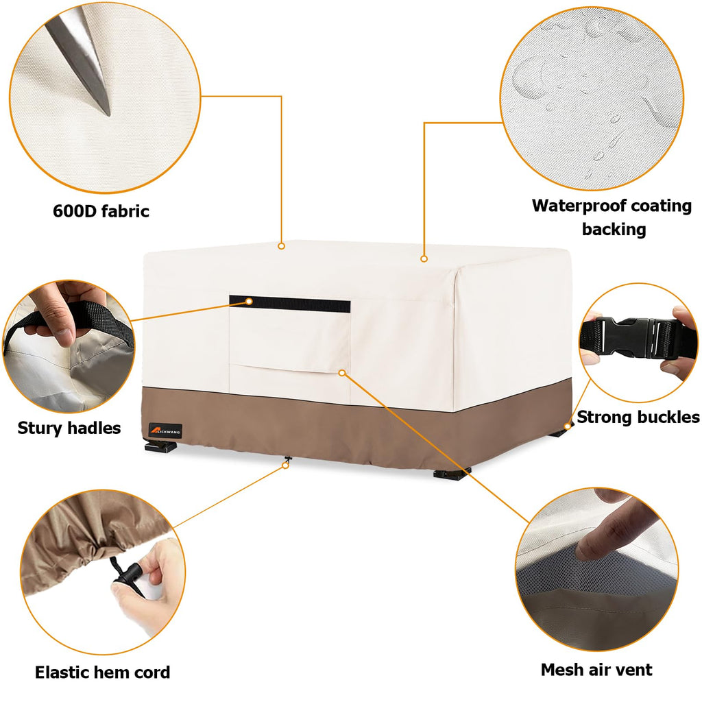 Pit Cover Rectangular, Outdoor Heavy Duty 600D 100% Waterproof Tear-Resistant 44 Inch Fire Table Cover Rectangle