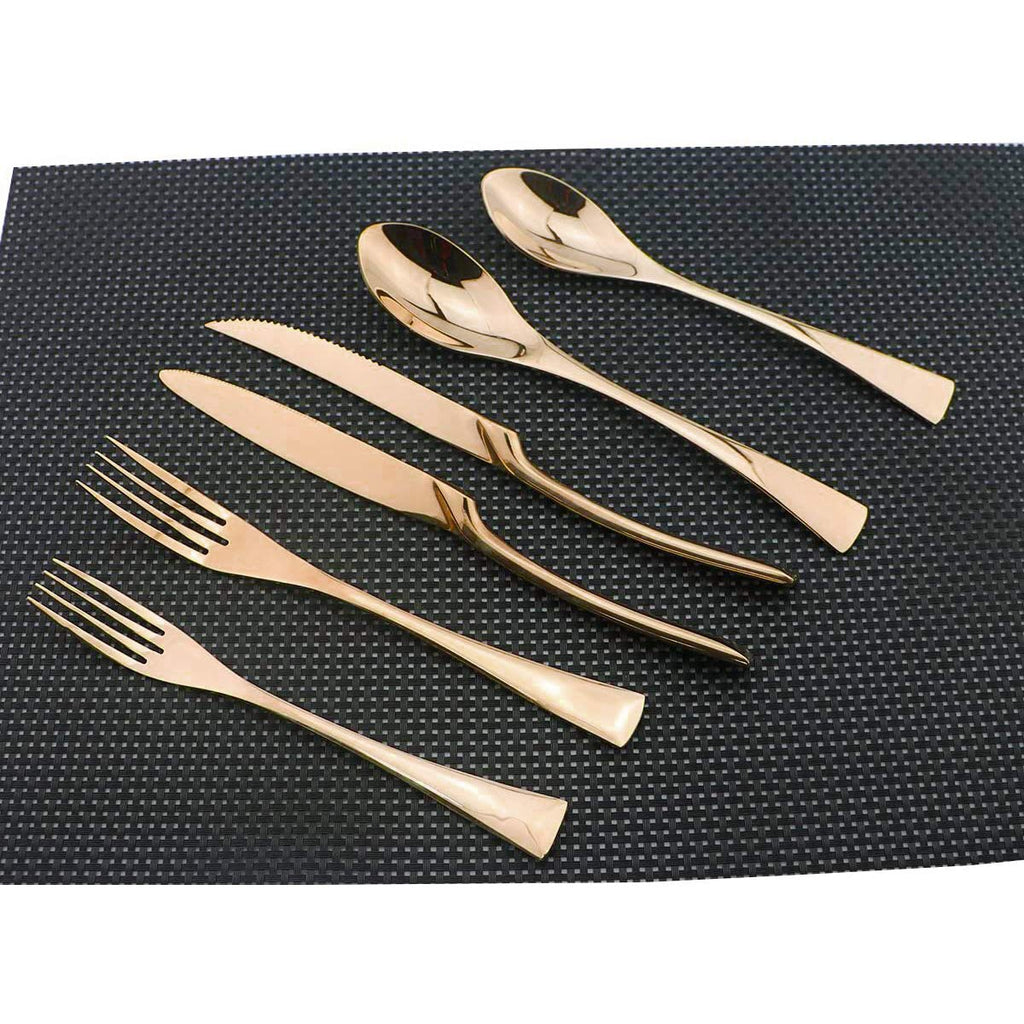 18/10 Stainless Steel Mirror Polished Copper Flatware Set,Dishwasher Safe,Service for 4