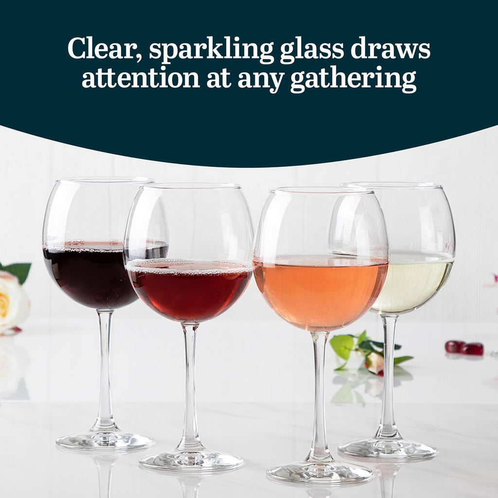 Vina Glassware Set, Elegant, Balloon-Shaped Red Wine Glasses Set of 6, Long Stem Wine Glasses for Weddings