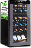 PKCWCDS188 Freestanding Wine Fridge, 18 Bottle Dual Zone Beverage Cooler for Hom