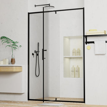 44-48"W x 71"H Pivot Swing Glass Shower Door, 1/4"(6mm) Clear Tempered Glass Pivot Frame Sliding Shower Door