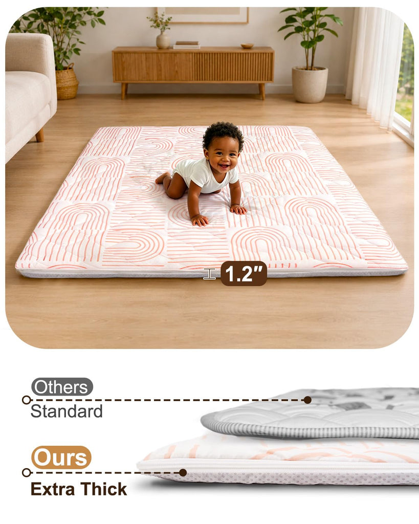 Foam Baby Play Mat 50x50, Removable and Machine Washable Cover