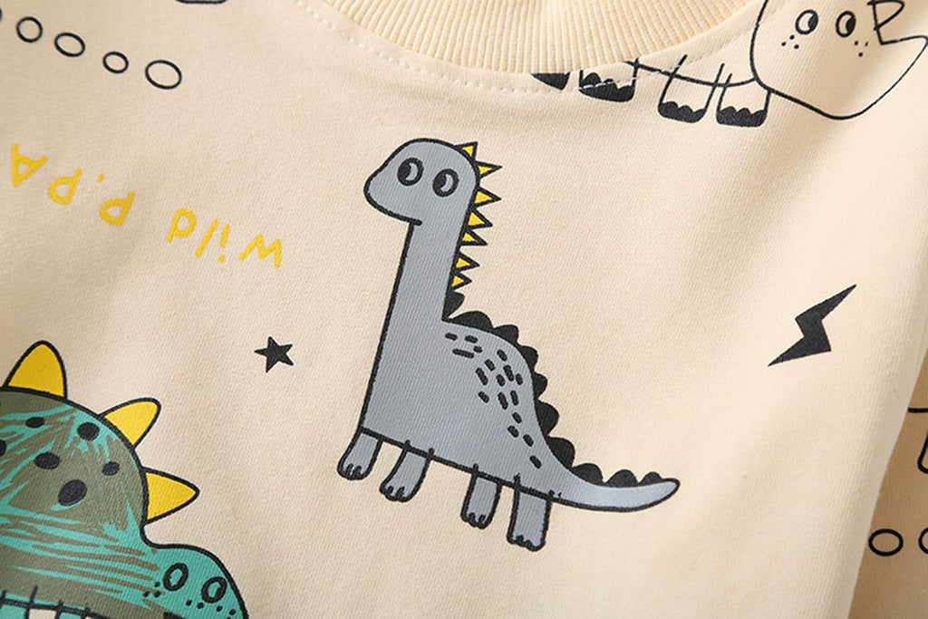 Toddler Baby Boy Clothing Sets Little Dinosaur Printed Long Sleeve Tops and Pants Kids 2pcs Outfits