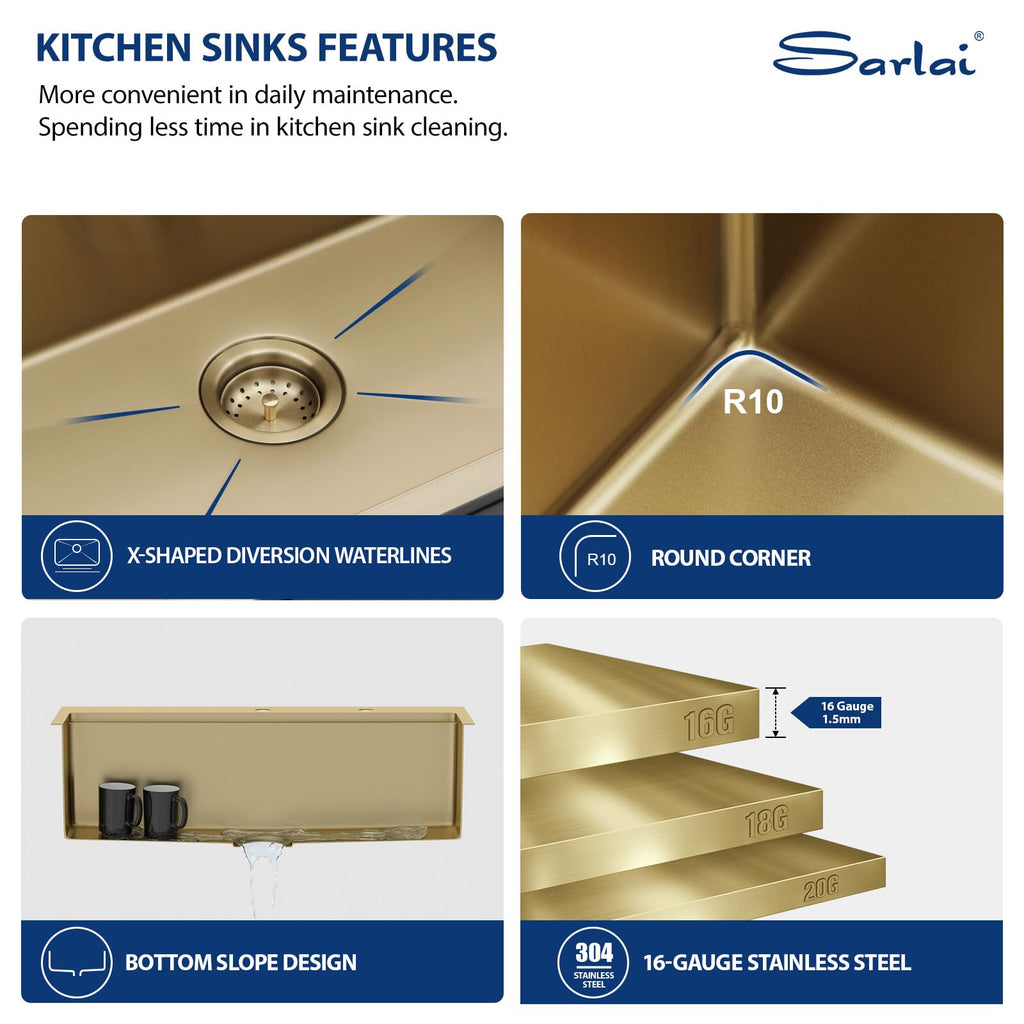 33 Gold Drop Sink Workstation Topmount 33x22 Inch Sinks