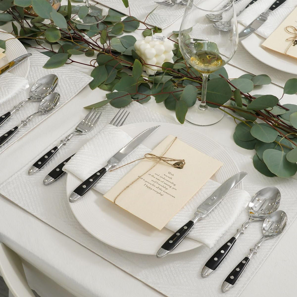 24-Piece 18/0 Stainless Steel Silverware set,Vintage Flatware set with Bakelite Handle,service for 4,Cutlery set