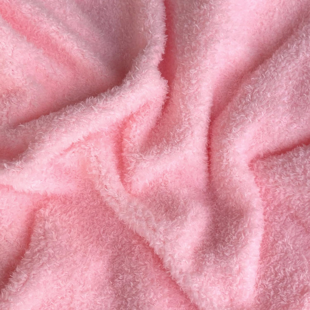 Pink Short Pile Faux Fur Plush Fabric, 63" Wide, 1 Yard