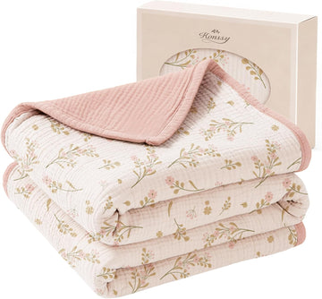 100% Cotton Muslin Baby Blanket for Girls Boys, 47"x47"