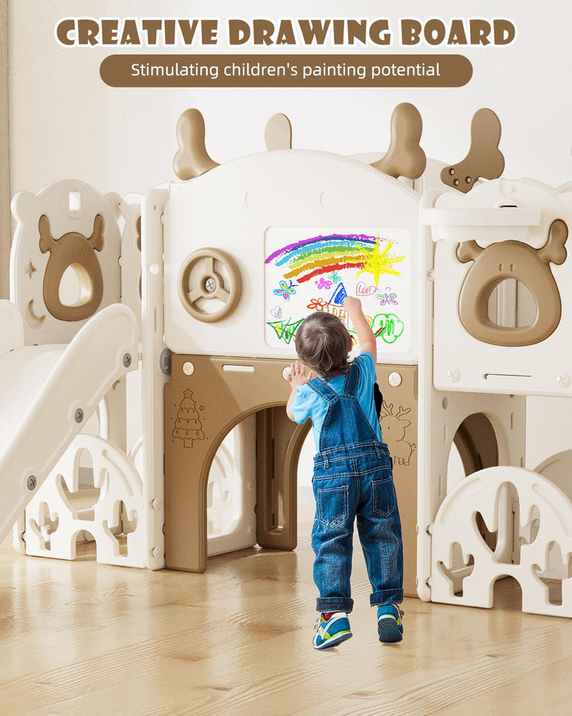 Toddler Slide, 13 in 1 Kids Slide for Toddlers, New Upgrade with Golf Set, Basketball Hoop, Drawing Board for Indoor