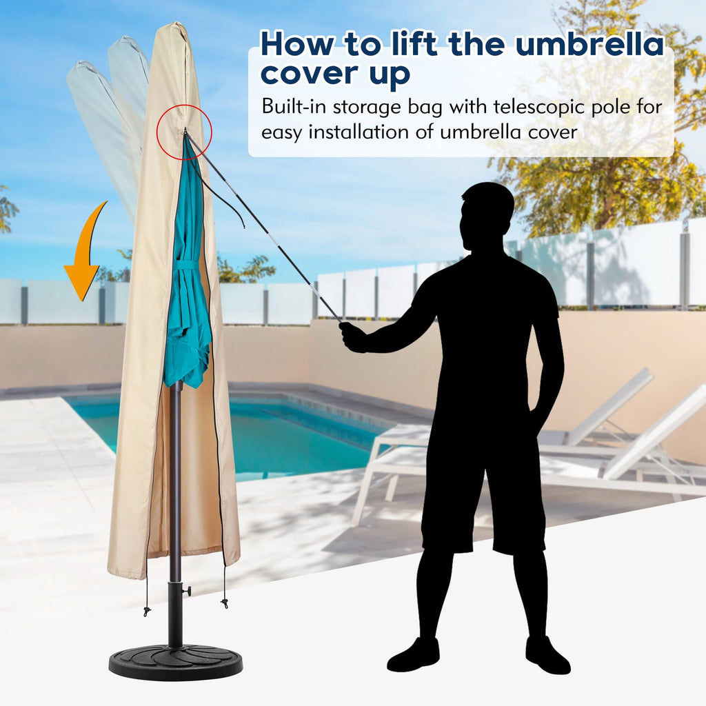 Outdoor - Patio Umbrella Covers with Waterproof Oxford, Folding Rod, Parasol Cover for 7.5ft - 11ft Round Table