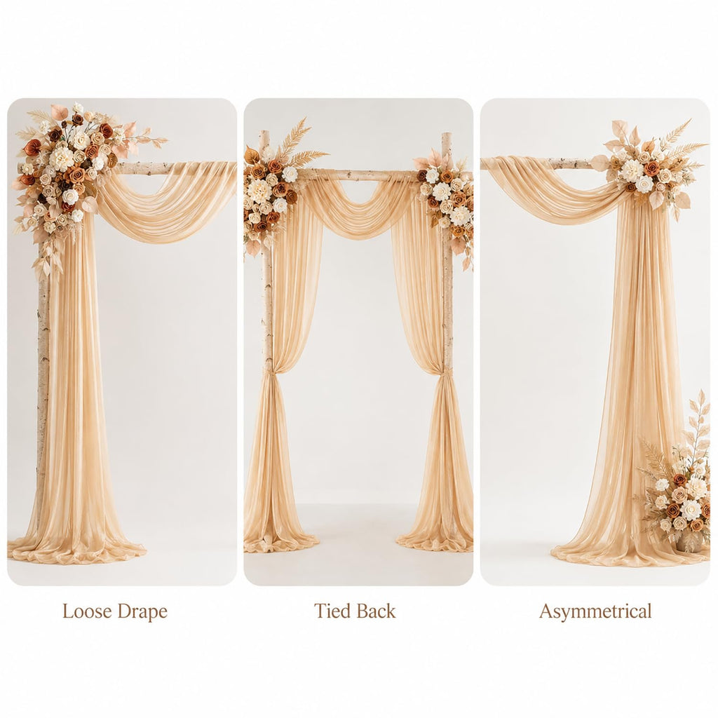 Wedding Arch Draping Fabric Chiffon Panel 30" x 20FT Champagne