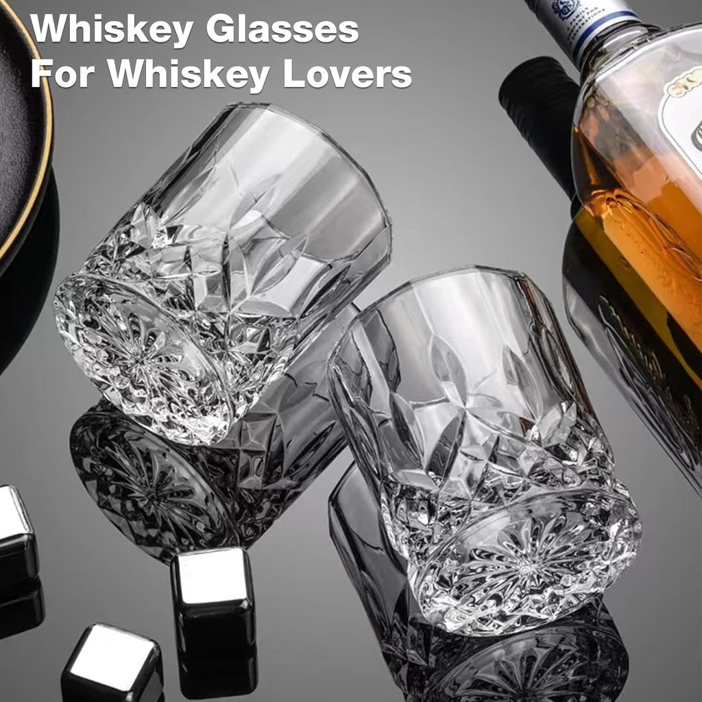 Crystal Whiskey Glasses Set of 8(Buy 6, get 2 Free), 11 OZ Old Fashioned Whiskey Glasses, Bourbon Cocktail Rocks