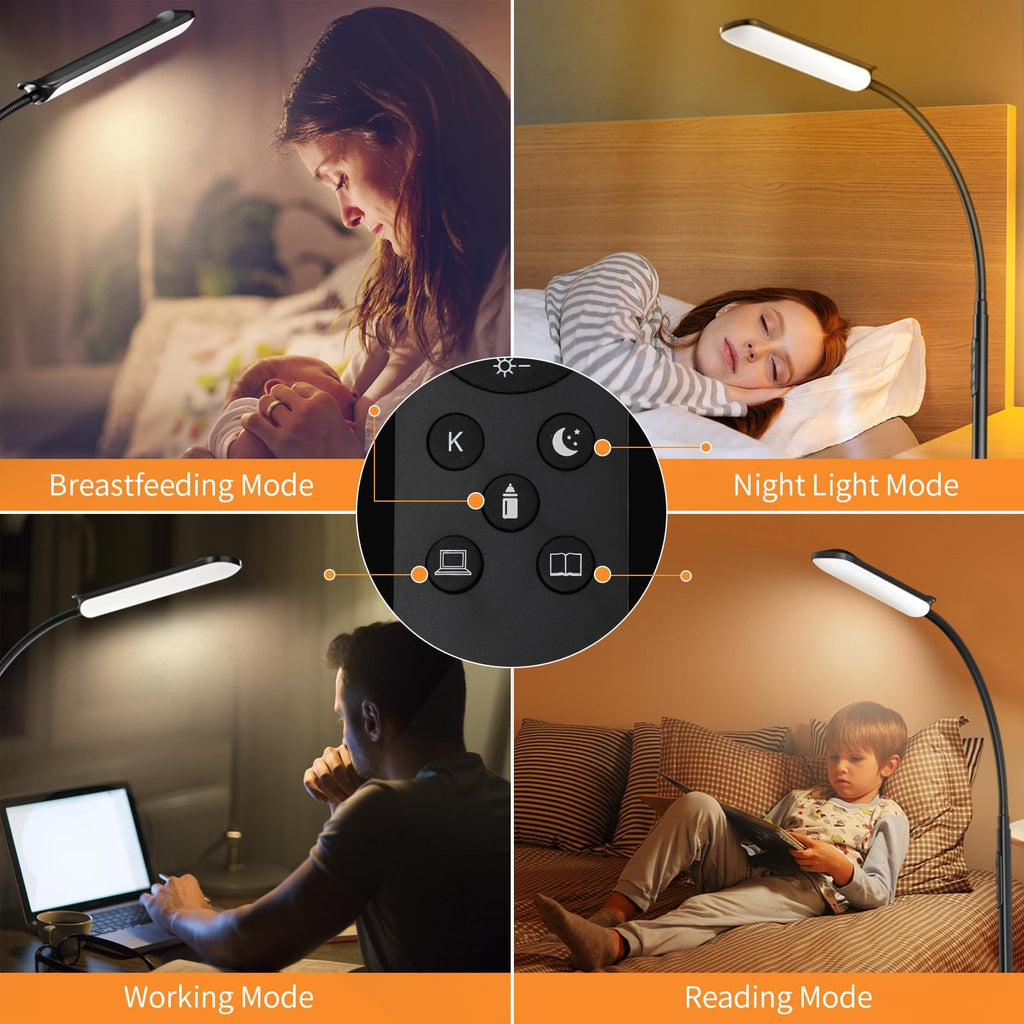 2 Pack Floor Lamps Reading Light, 1800LM Black