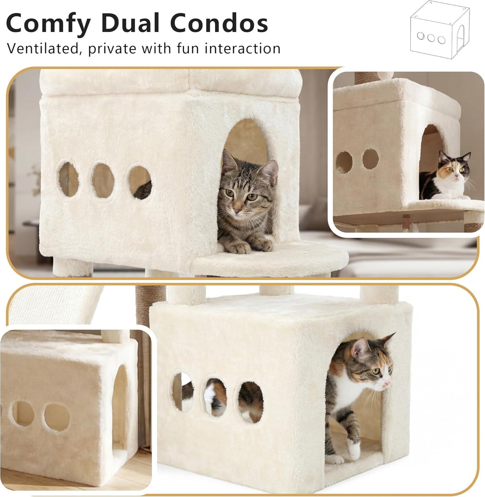 Cat Tree, 72.4-Inch Anti-Tip Cat Tower for Large Cats, All-in-One Cat Furniture with Spacious Perches