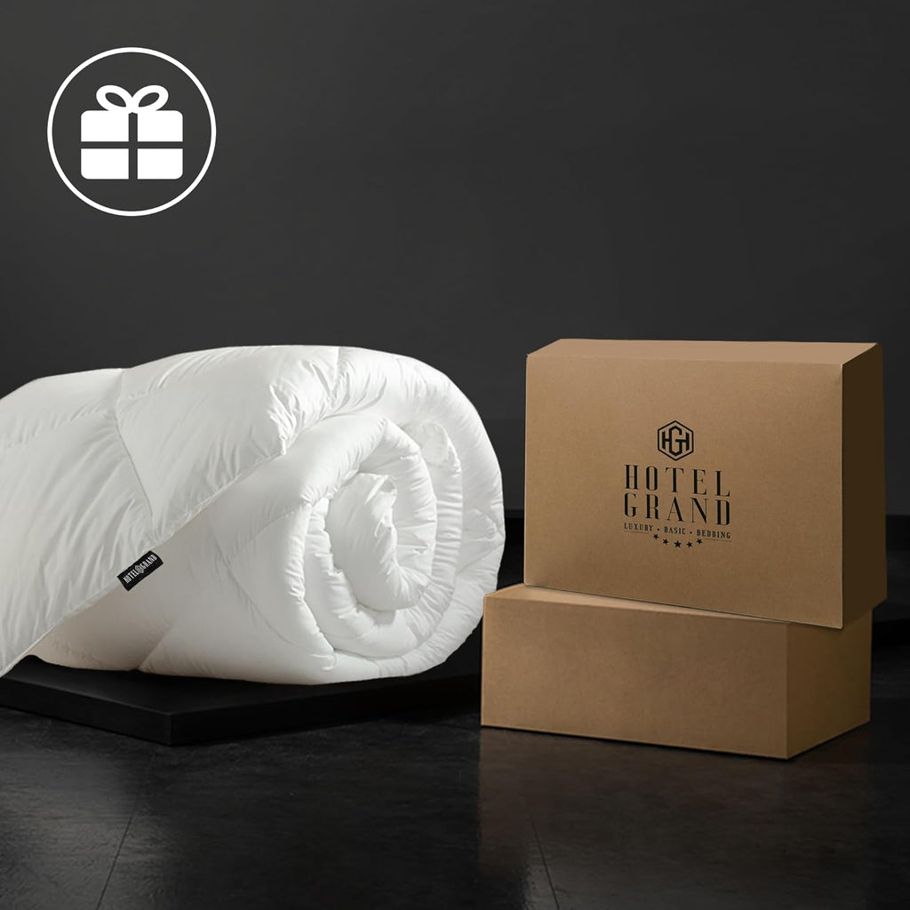 Luxury White Goose Feather Down Fiber Comforter Full Queen, 100% Cotton All Season Duvet Insert Quee