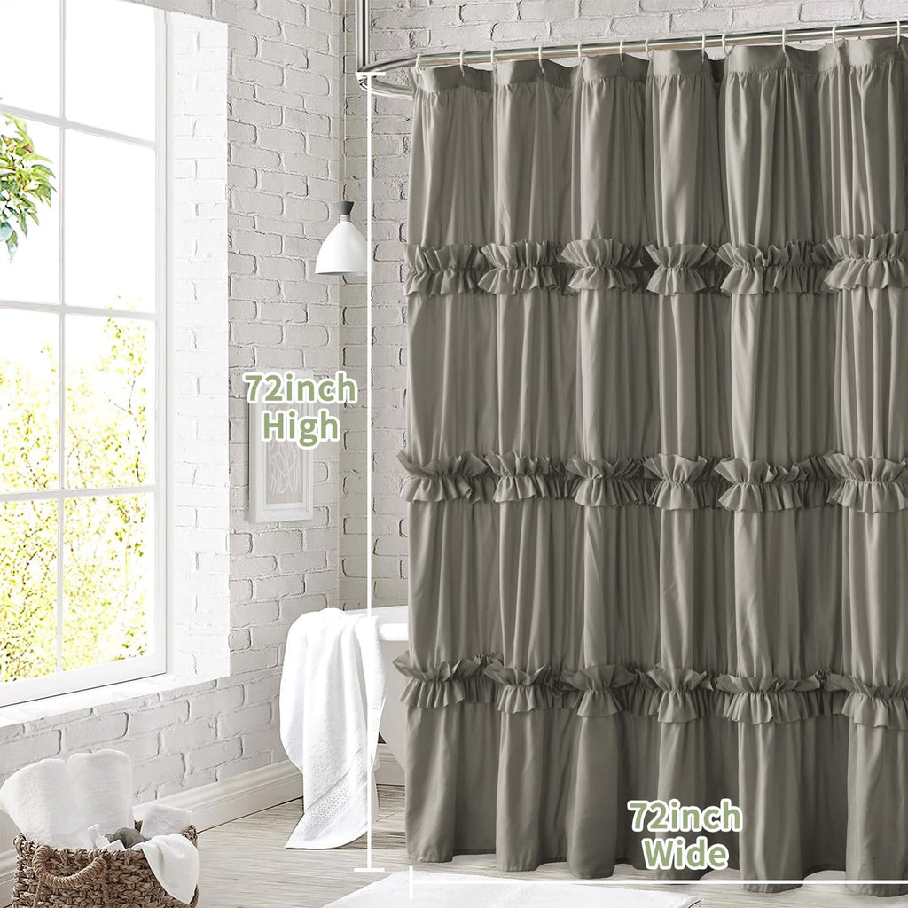 Farmhouse Ruffle, Gray, 72 x 72 in