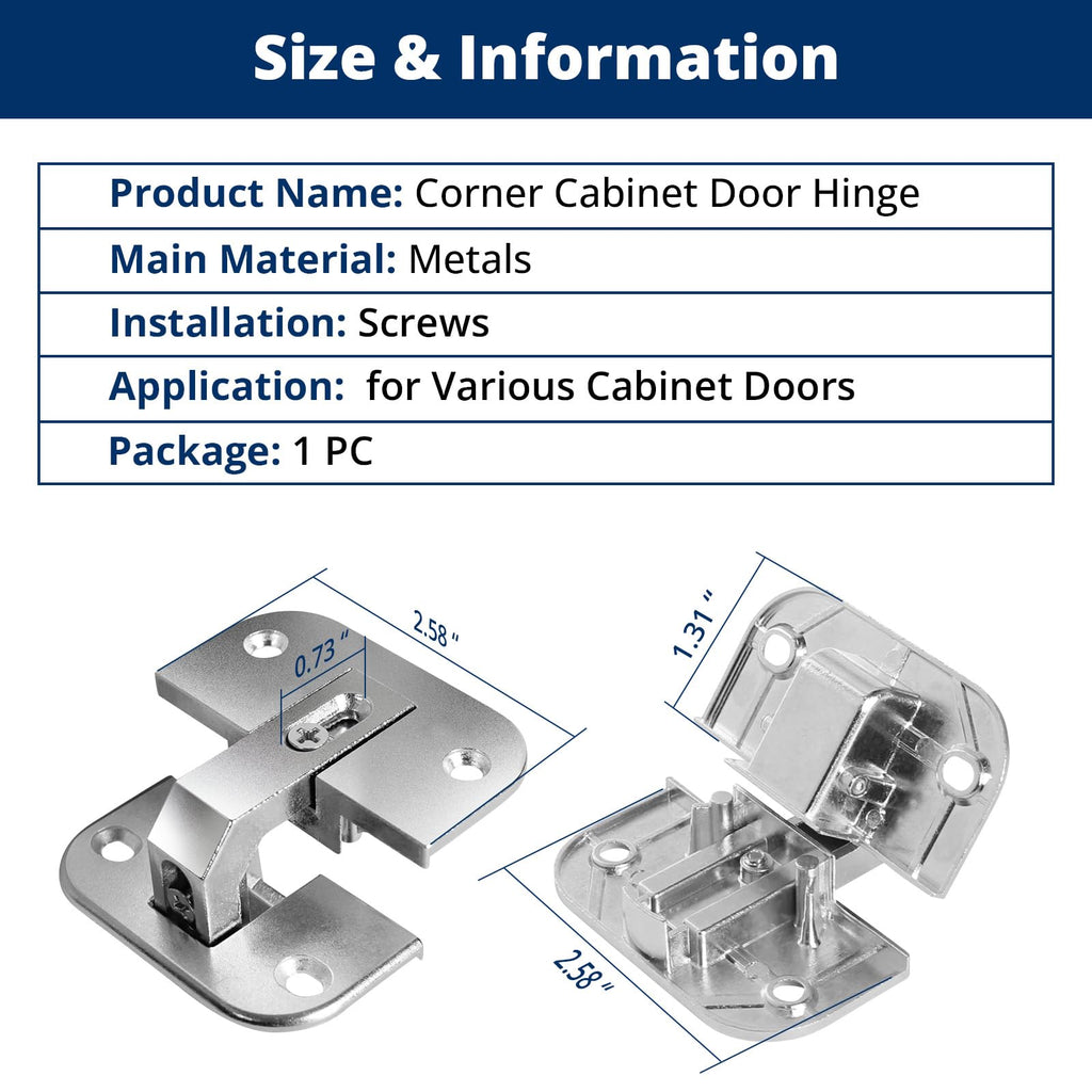 1-Pack Adjustable Concealed Pie-Cut Corner Cabinet Hinge 343.90.710 Hinges