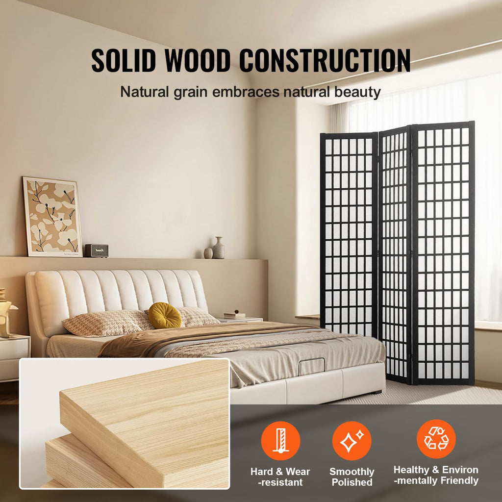 Room Divider, 3 Panel Japanese Room Divider, Wood Folding Privacy Screen Indoor, Japanese Partition Dividers Portable