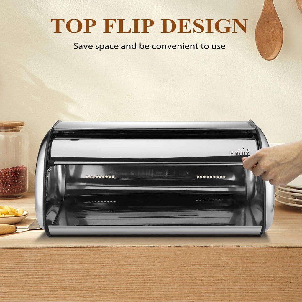 Counter, Stainless Steel Roll Top Bread Bin