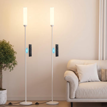 LED Floor Lamps with Remote Control Set of 2, Foot Switch, White