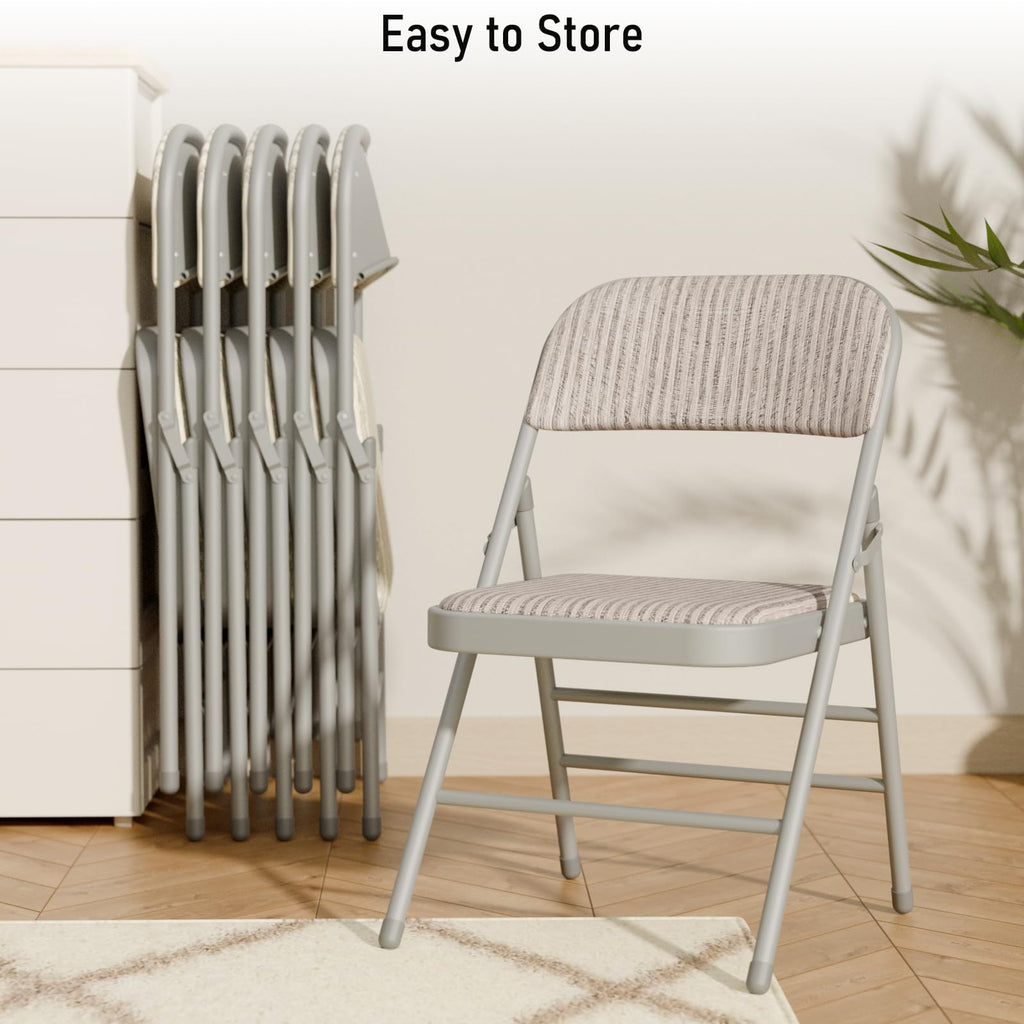 12 Pack Fabric Folding Chairs with Padded Cushion, Steel Frame, Grey, 350lbs