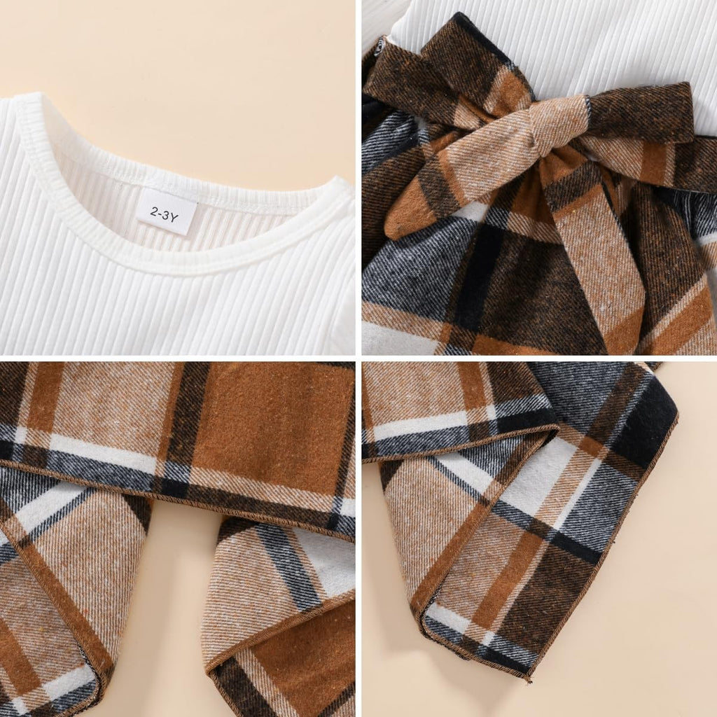 Toddler Girl Fall Dress Boho Plaid Irregular Dresses for Girls Brown